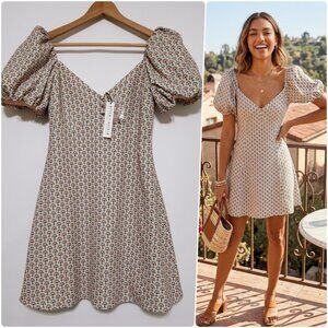 NWT Alice + Olivia Dana Puff Sleeve Floral Mini Dress in Solstice Size 4 $330